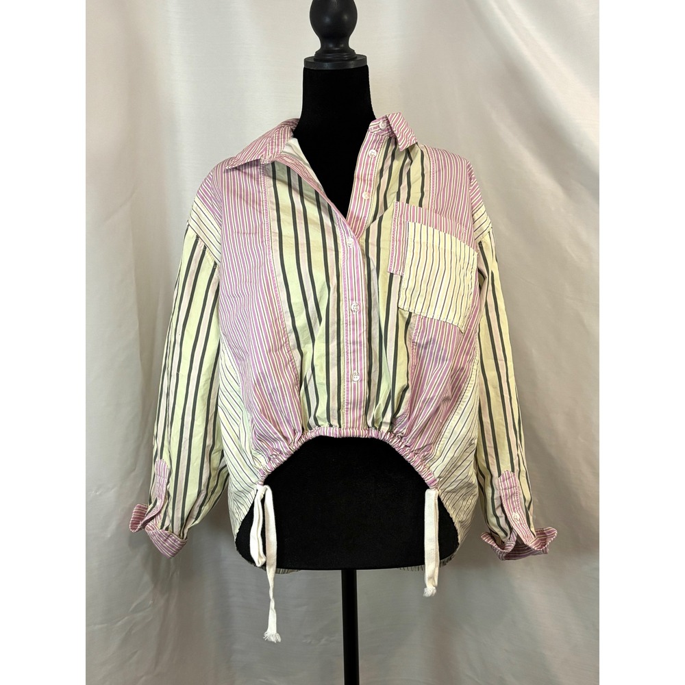 Anthropologie Drawstring Hem Button Down Shirt - Picture 6 of 8